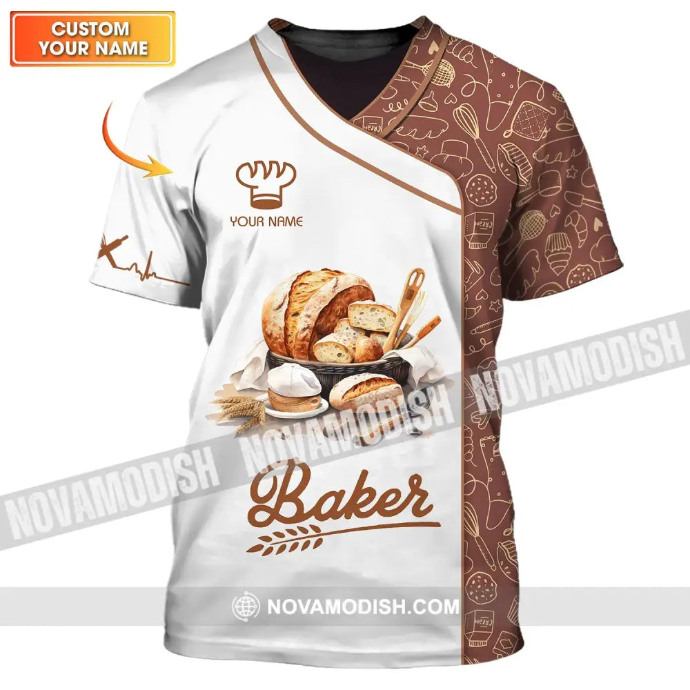 Unisex Shirt - Custom Name White Shirt - Baker Making Bake Shirt T-shirt
