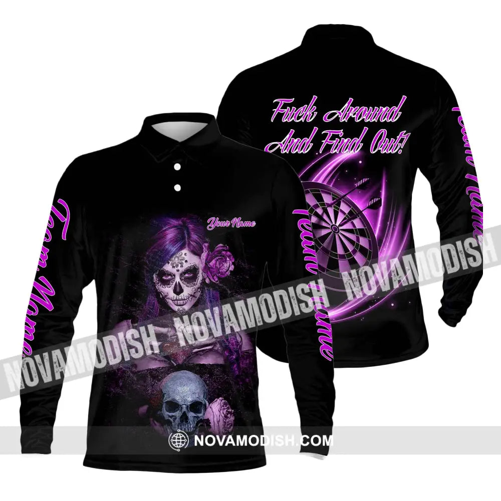 Unisex Shirt - Custom Name Witch Darts Shirt Long Sleeve Polo / S T-shirt