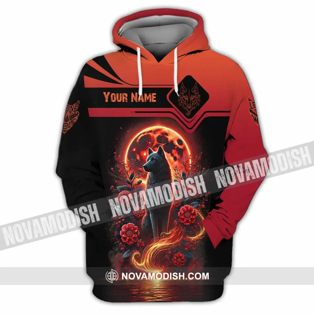 Unisex Shirt Custom Name Wolf Lone Hoodie / S T-Shirt
