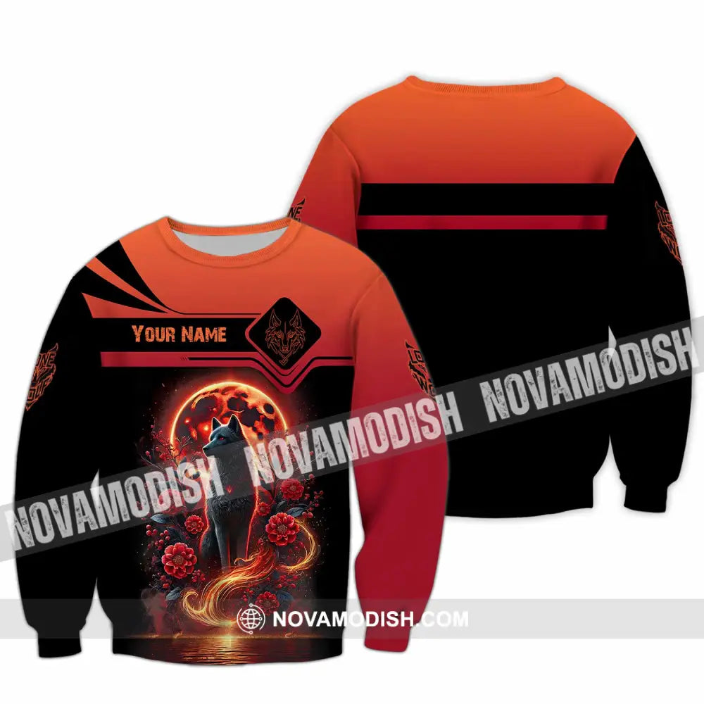 Unisex Shirt Custom Name Wolf Lone Long Sleeve / S T-Shirt