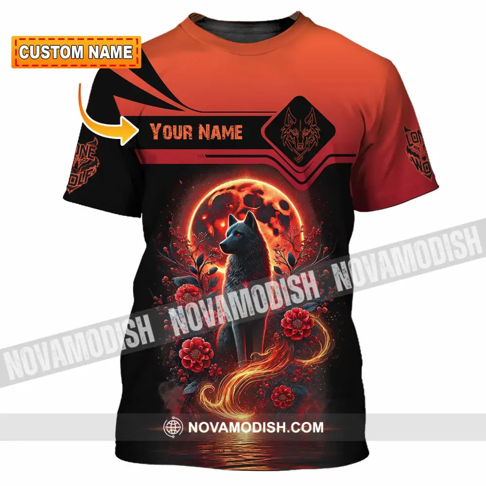 Unisex Shirt Custom Name Wolf Lone T-Shirt