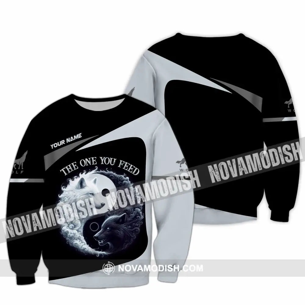Unisex Shirt Custom Name Wolf The One You Feed Long Sleeve / S T-Shirt