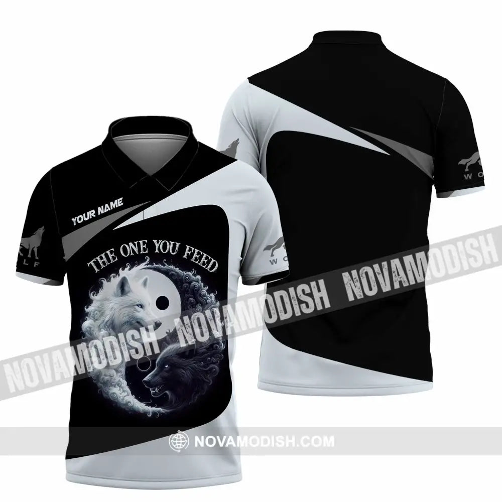 Unisex Shirt Custom Name Wolf The One You Feed Polo / S T-Shirt