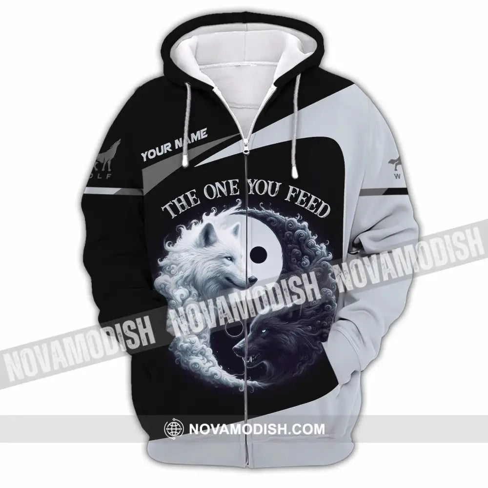 Unisex Shirt Custom Name Wolf The One You Feed Zipper Hoodie / S T-Shirt