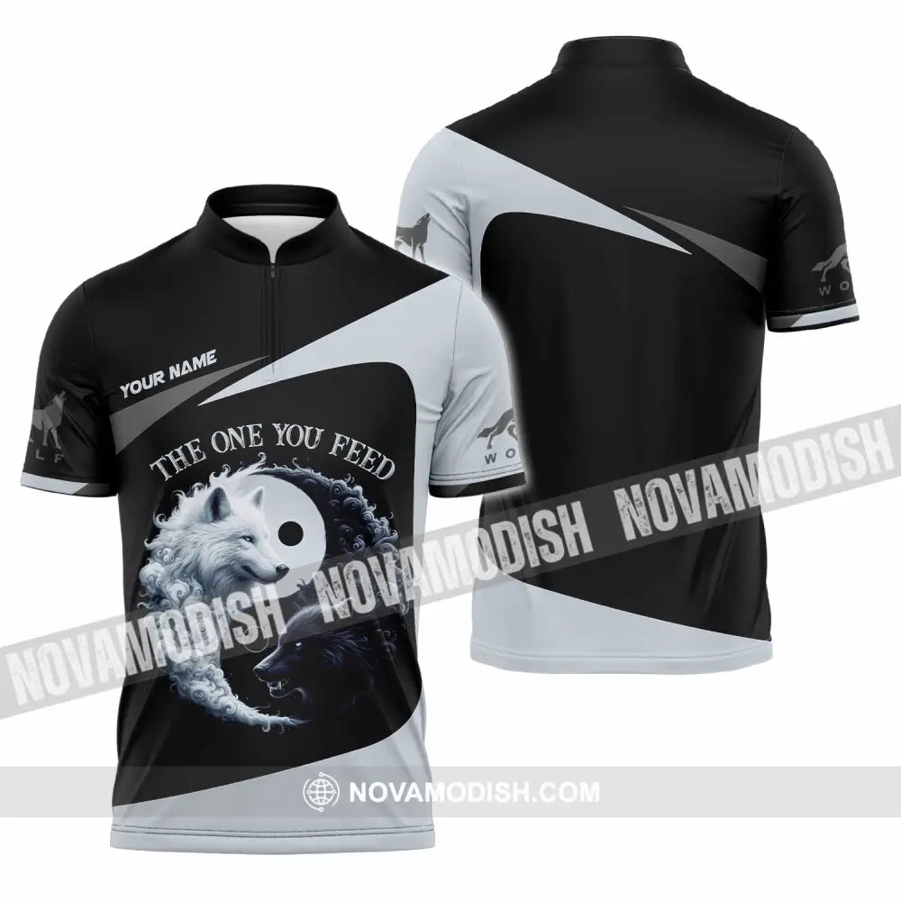 Unisex Shirt Custom Name Wolf The One You Feed Zipper Polo / S T-Shirt