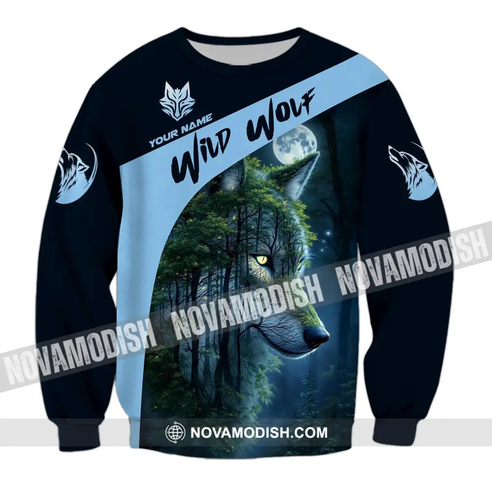 Unisex Shirt Custom Name Wolf Wild Long Sleeve / S T-Shirt