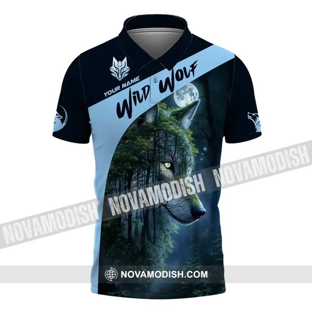 Unisex Shirt Custom Name Wolf Wild Polo / S T-Shirt