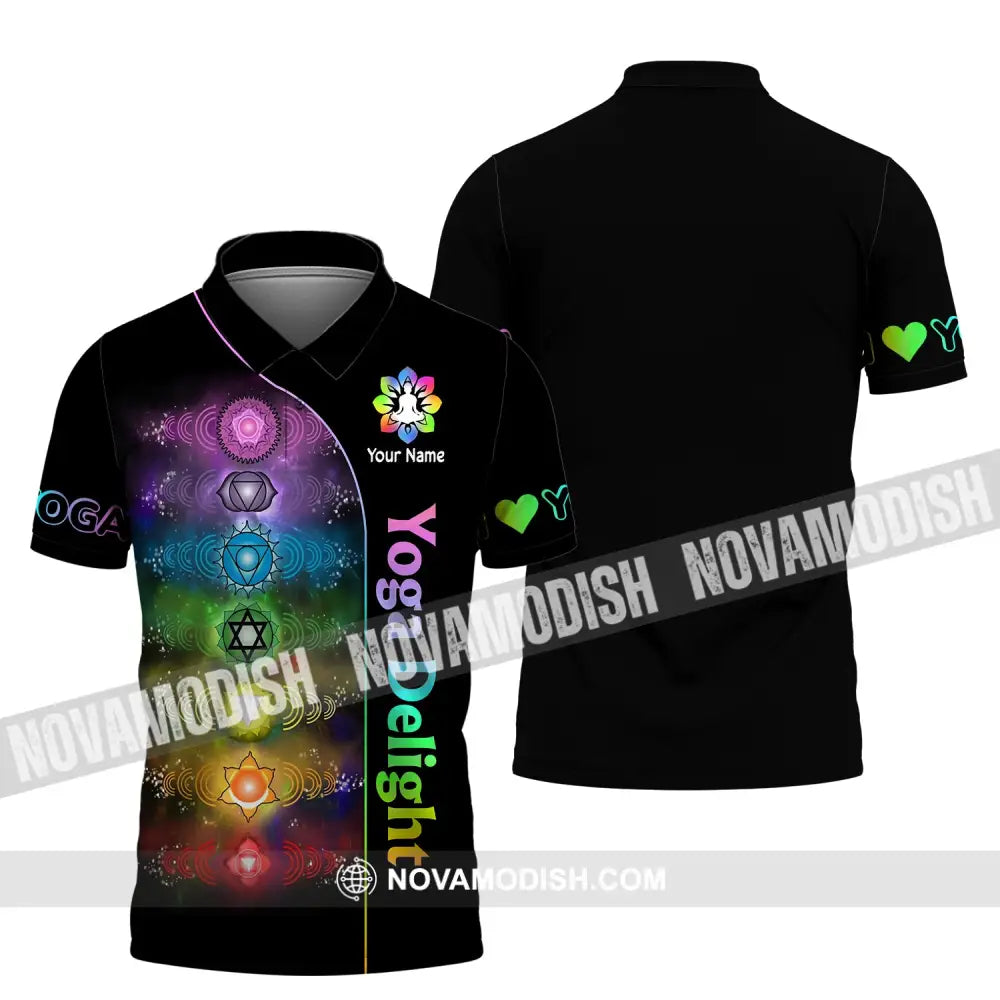 Unisex Shirt Custom Name Yoga Delight Love Hoodie Polo Long Sleeve / S T-Shirt