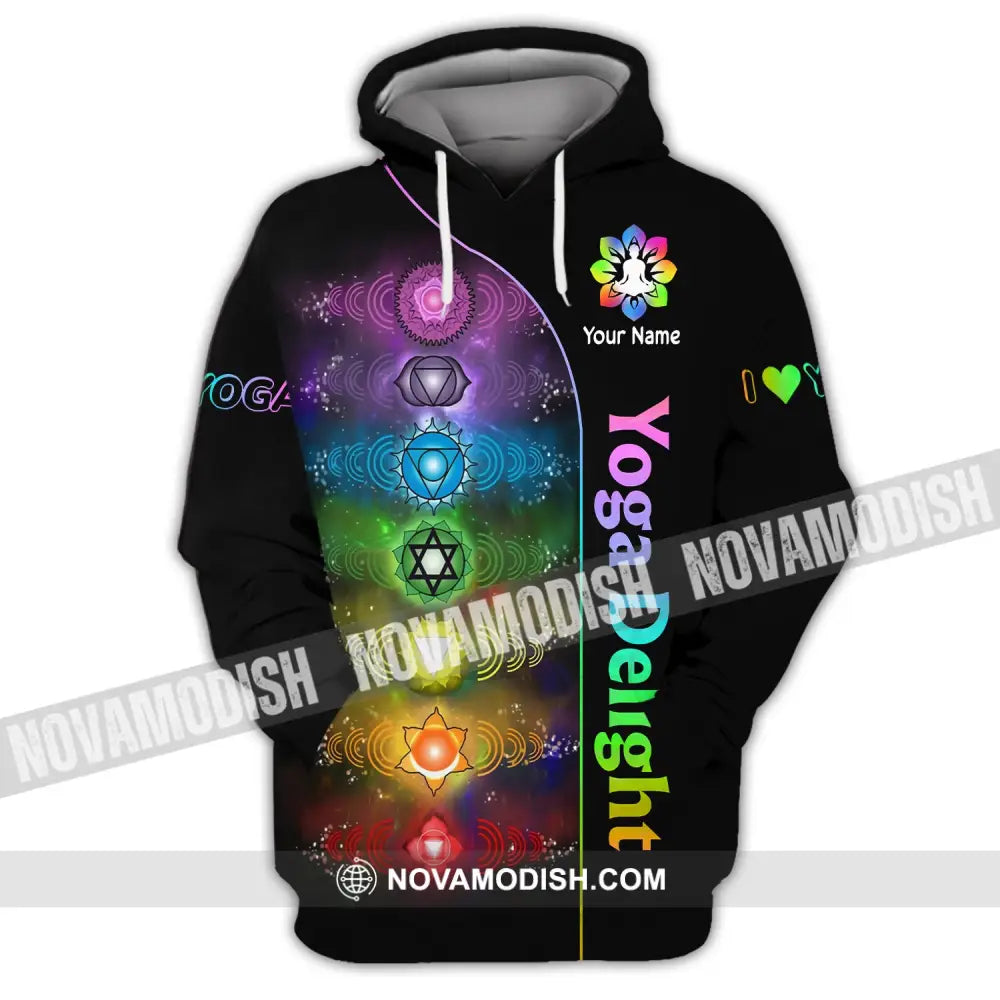 Unisex Shirt Custom Name Yoga Delight Love Hoodie Polo Long Sleeve / S T-Shirt