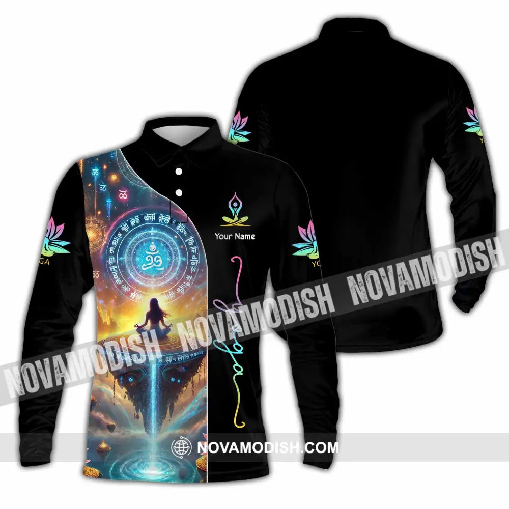 Unisex Shirt Custom Name Yoga Love Hoodie Polo Long Sleeve / S T-Shirt