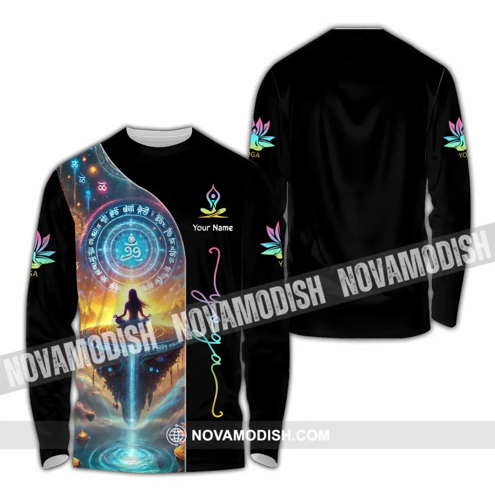 Unisex Shirt Custom Name Yoga Love Hoodie Polo Long Sleeve / S T-Shirt