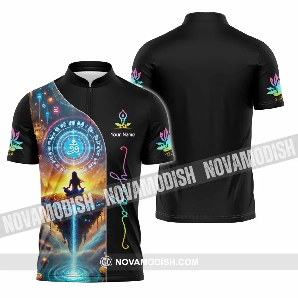 Unisex Shirt Custom Name Yoga Love Hoodie Polo Long Sleeve Zipper / S T-Shirt