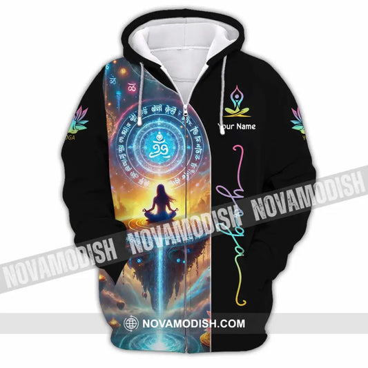 Unisex Shirt Custom Name Yoga Love Hoodie Polo Long Sleeve Zipper / S T-Shirt