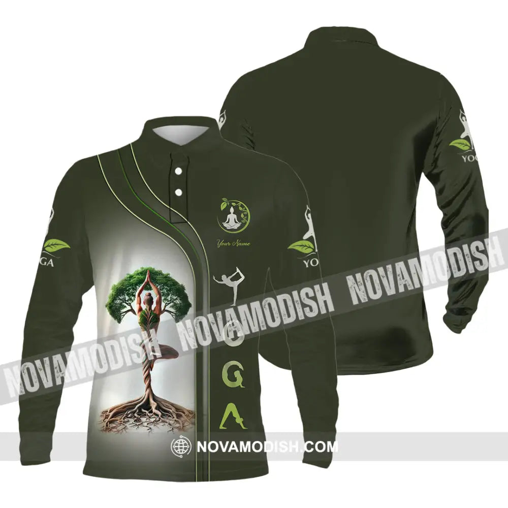 Unisex Shirt Custom Name Yoga Lover Gift Long Sleeve Polo / S T-Shirt