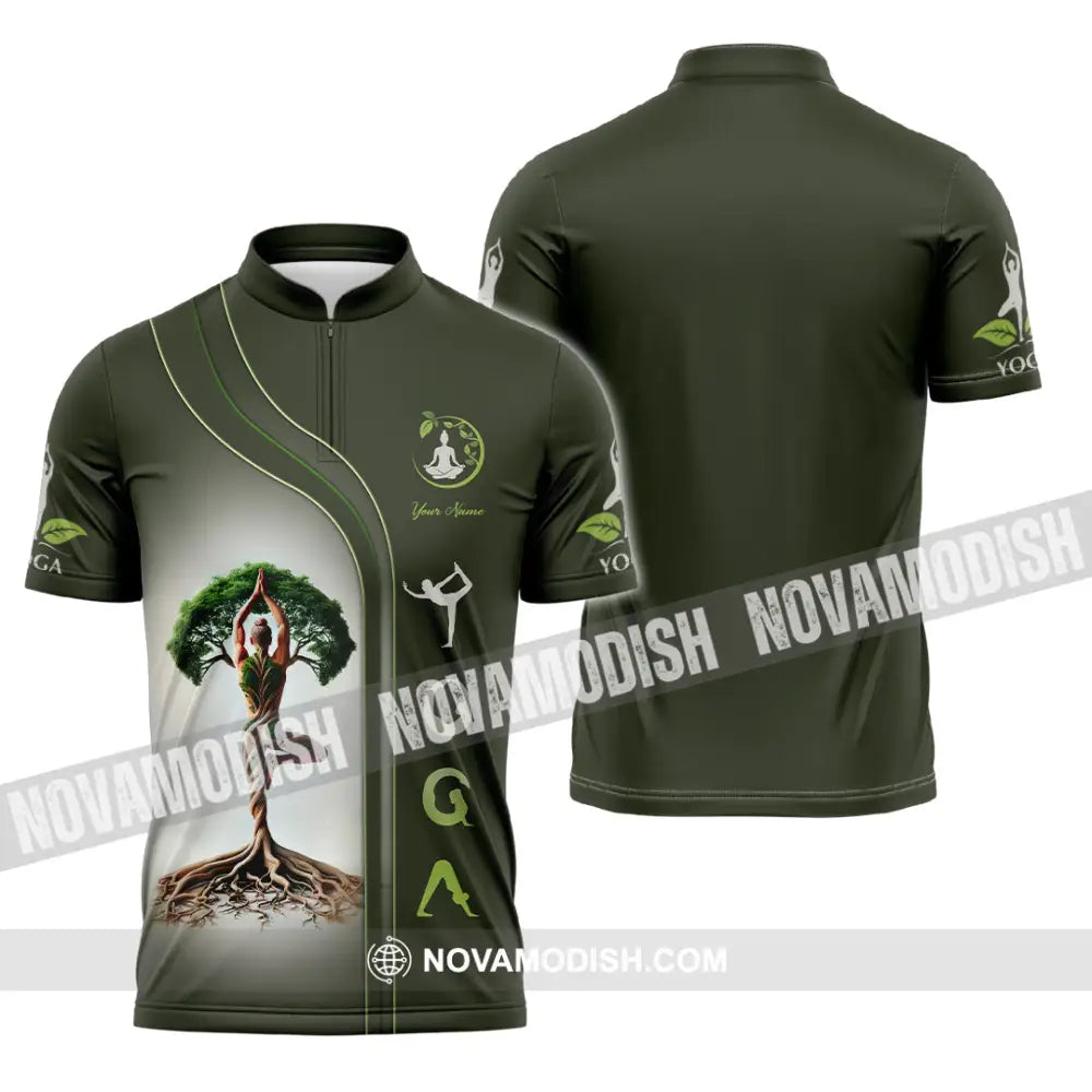 Unisex Shirt Custom Name Yoga Lover Gift Zipper Polo / S T-Shirt