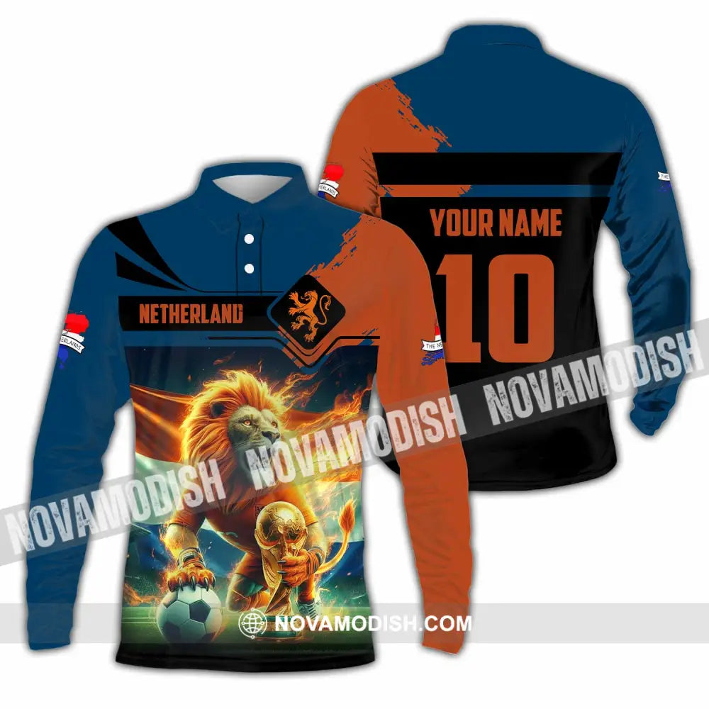 Unisex Shirt - Custom Netherlands 3D Shirt Long Sleeve Polo / S T-shirt