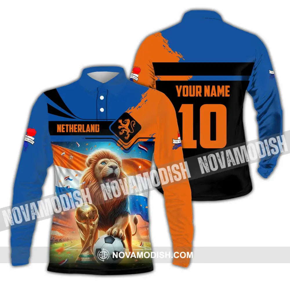 Unisex Shirt - Custom Netherlands 3D Shirt Long Sleeve Polo / S T-shirt