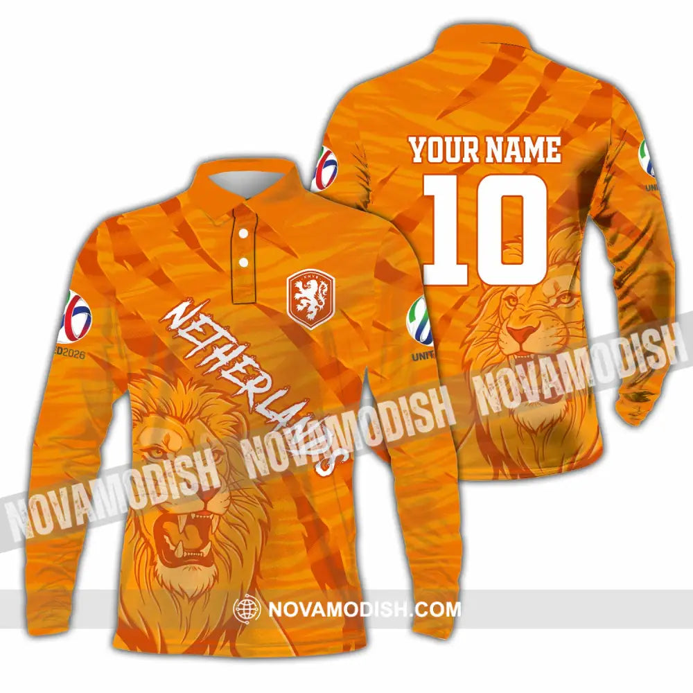 Unisex Shirt - Custom Netherlands 3D Shirt Long Sleeve Polo / S T-shirt