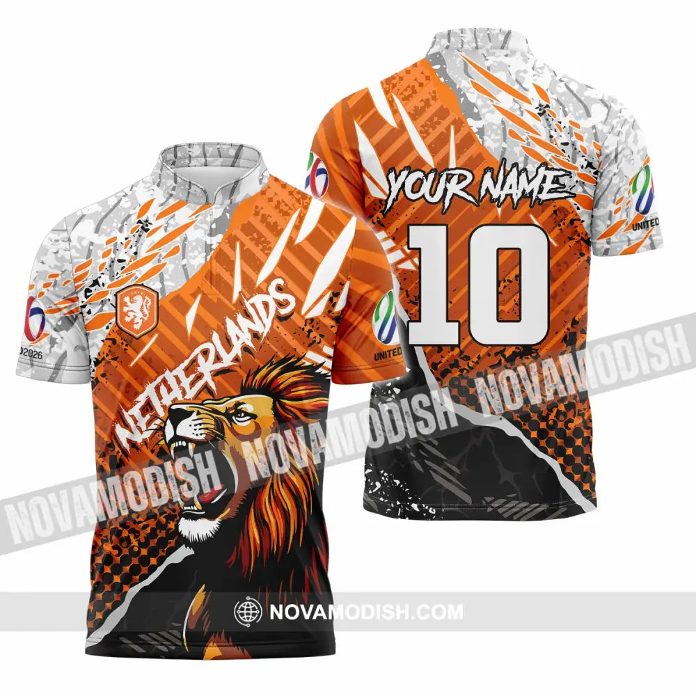 Unisex Shirt - Custom Netherlands 3D Shirt Zipper Polo Shirt / S T-shirt