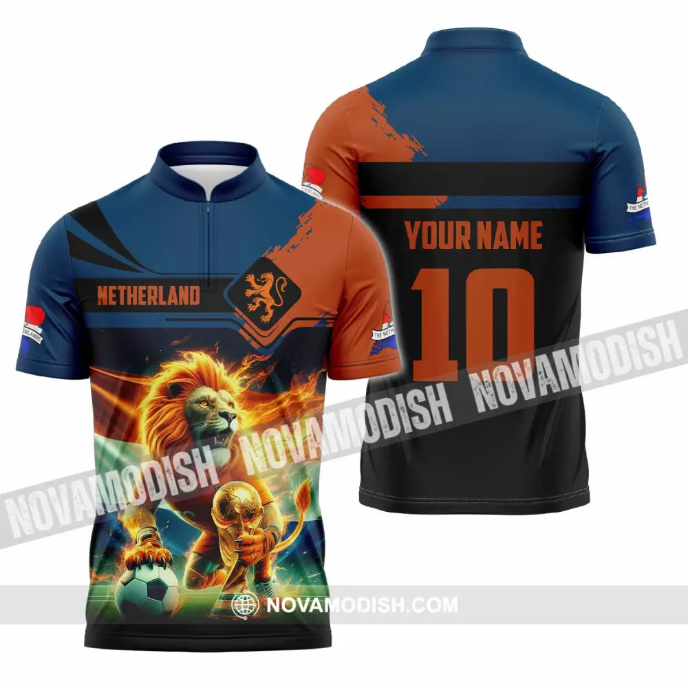Unisex Shirt - Custom Netherlands 3D Shirt Zipper Polo Shirt / S T-shirt