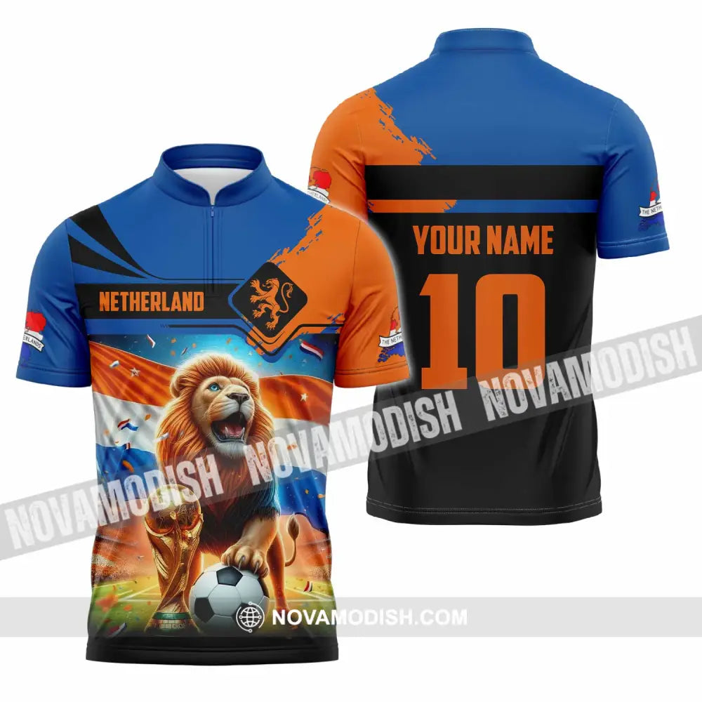 Unisex Shirt - Custom Netherlands 3D Shirt Zipper Polo Shirt / S T-shirt
