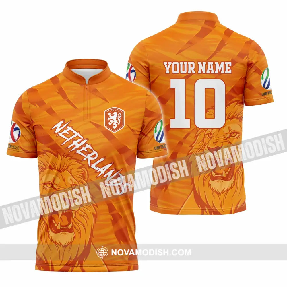 Unisex Shirt - Custom Netherlands 3D Shirt Zipper Polo Shirt / S T-shirt