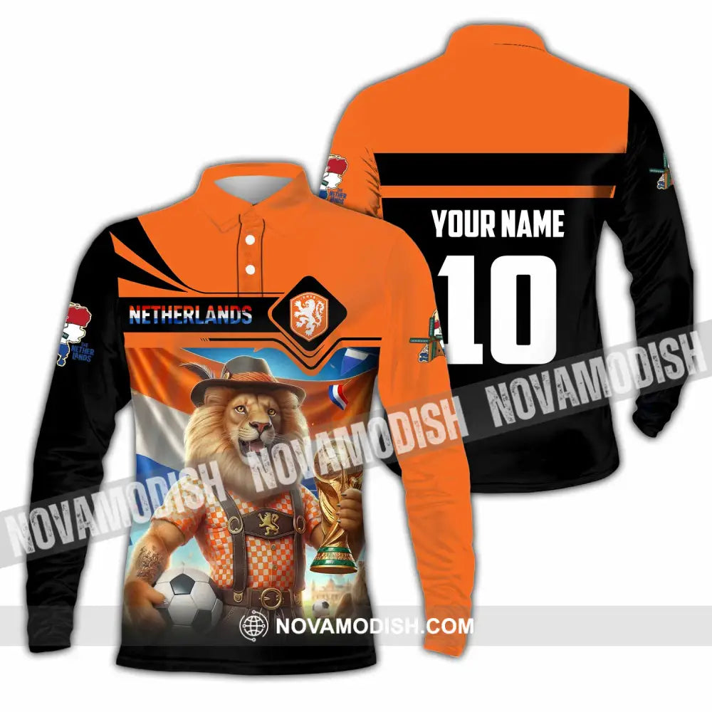 Unisex Shirt - Custom Netherlands World Cup 2026 3D Shirt Long Sleeve Polo / S T-shirt