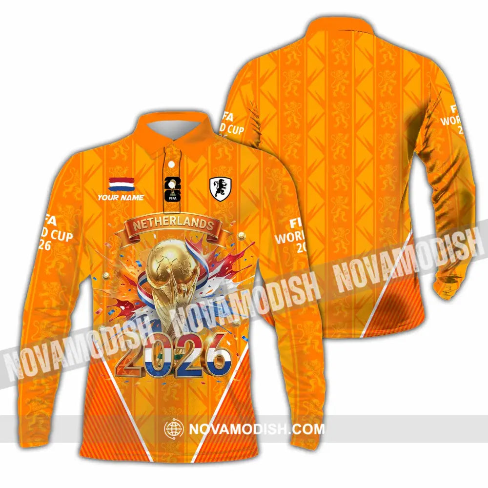 Unisex Shirt - Custom Netherlands World Cup 2026 3D Shirt Long Sleeve Polo / S T-shirt