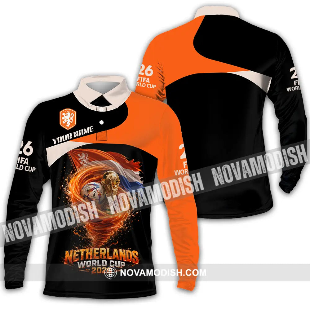 Unisex Shirt - Custom Netherlands World Cup 2026 3D Shirt - Long Sleeve Polo / S - T-shirt