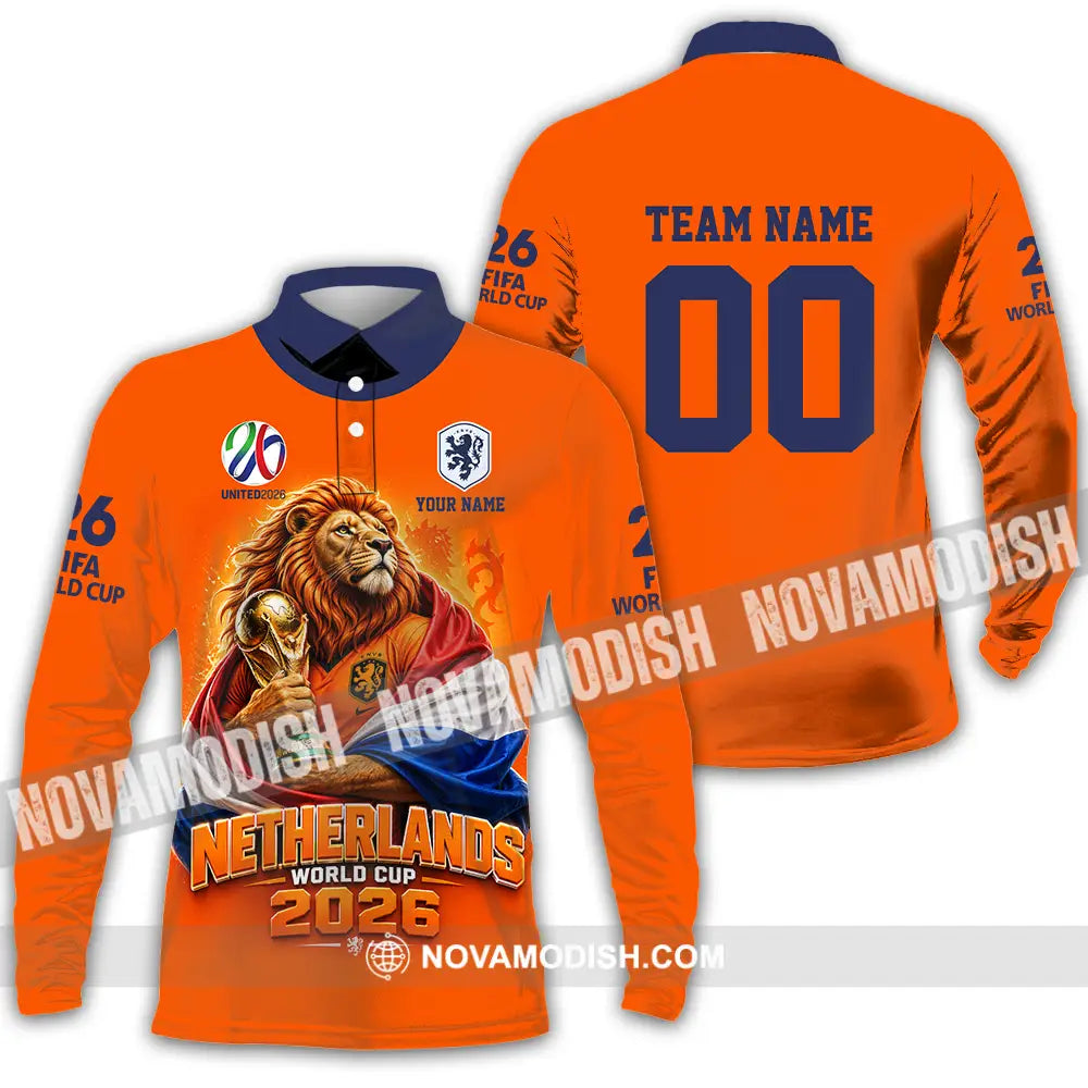 Unisex Shirt - Custom Netherlands World Cup 2026 3D Shirt - Long Sleeve Polo / S - T-shirt