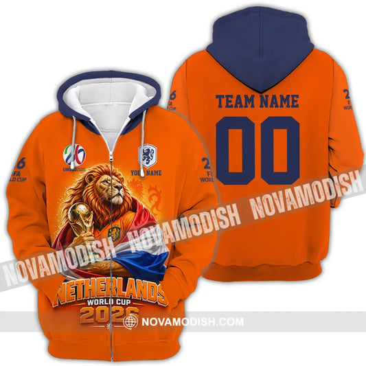 Unisex Shirt - Custom Netherlands World Cup 2026 3D Shirt - Zipper Hoodie / S - T-shirt