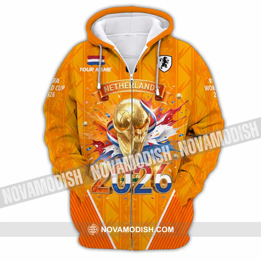 Unisex Shirt - Custom Netherlands World Cup 2026 3D Shirt Zipper Hoodie / S T-shirt
