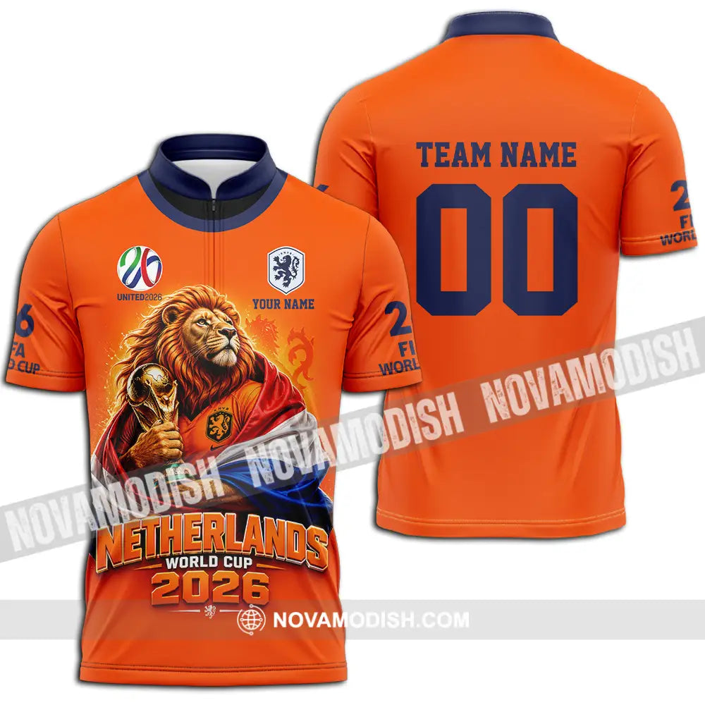 Unisex Shirt - Custom Netherlands World Cup 2026 3D Shirt - Zipper Polo Shirt / S - T-shirt