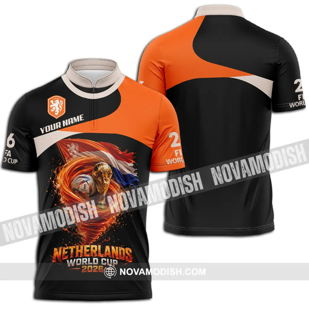 Unisex Shirt - Custom Netherlands World Cup 2026 3D Shirt - Zipper Polo Shirt / S - T-shirt