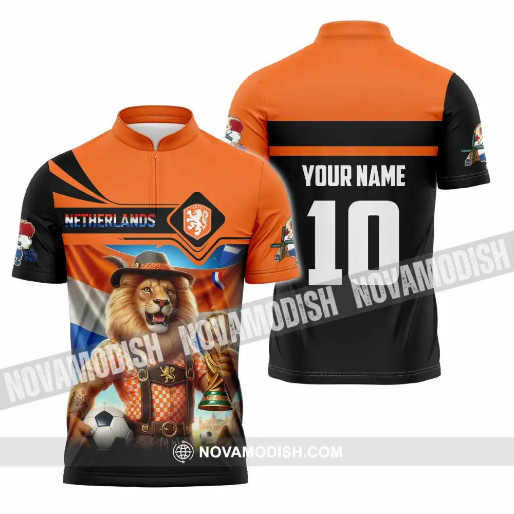 Unisex Shirt - Custom Netherlands World Cup 2026 3D Shirt Zipper Polo Shirt / S T-shirt