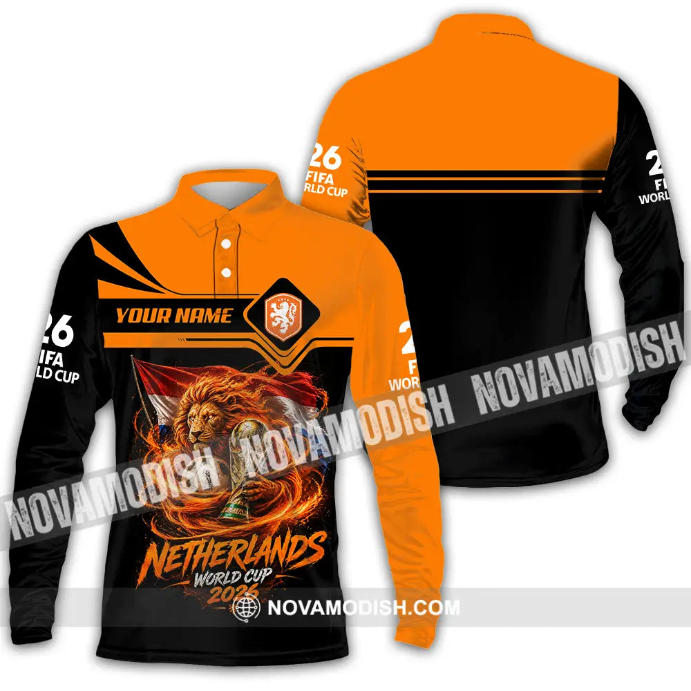 Unisex Shirt - Custom Netherlands World Cup 2026 Shirt - Long Sleeve Polo / S - T-shirt