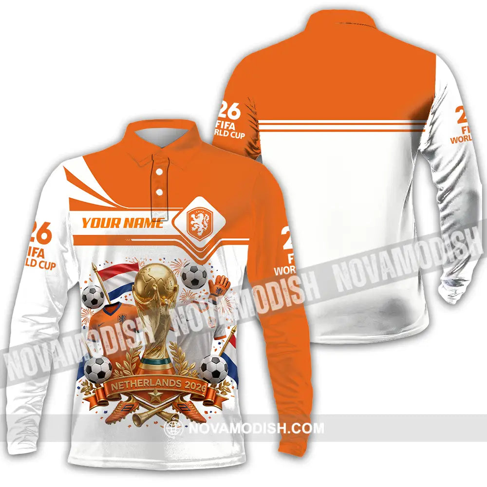Unisex Shirt - Custom Netherlands World Cup 2026 Shirt - Long Sleeve Polo / S - T-shirt