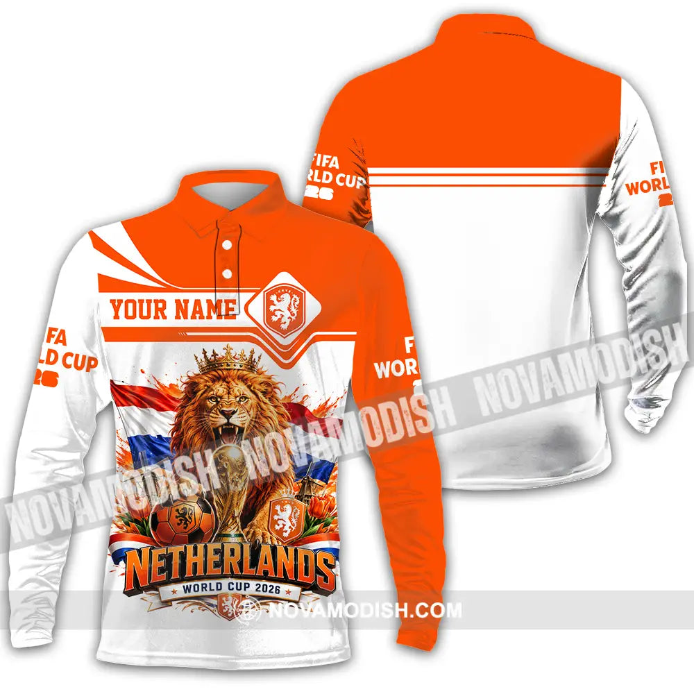 Unisex Shirt - Custom Netherlands World Cup 2026 Shirt - Long Sleeve Polo / S - T-shirt