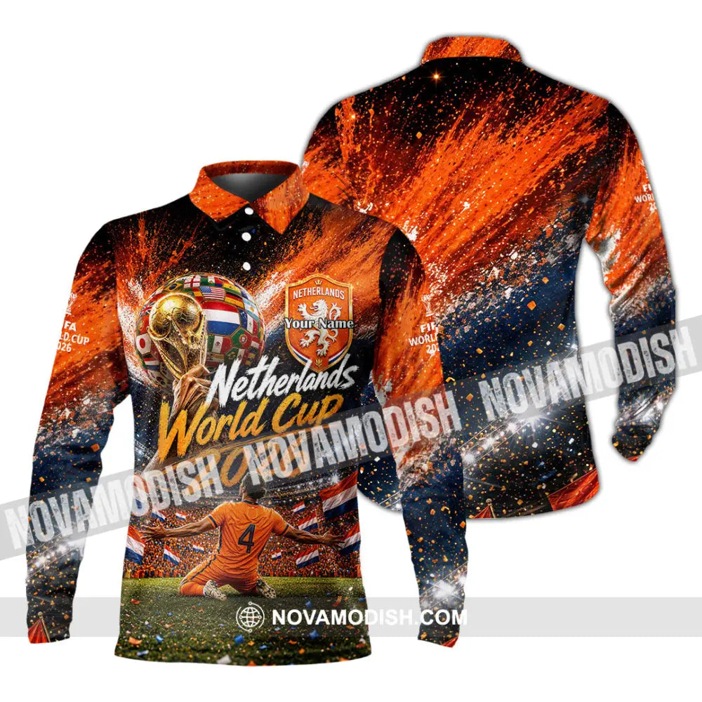 Unisex Shirt - Custom Netherlands World Cup 2026 Shirt - Long Sleeve Polo / S - T-shirt