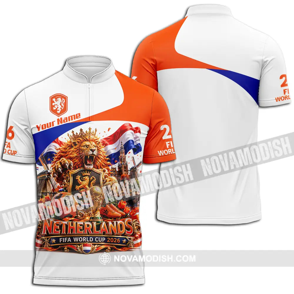 Unisex Shirt - Custom Netherlands World Cup 2026 Shirt - Zipper Polo Shirt / S - T-shirt