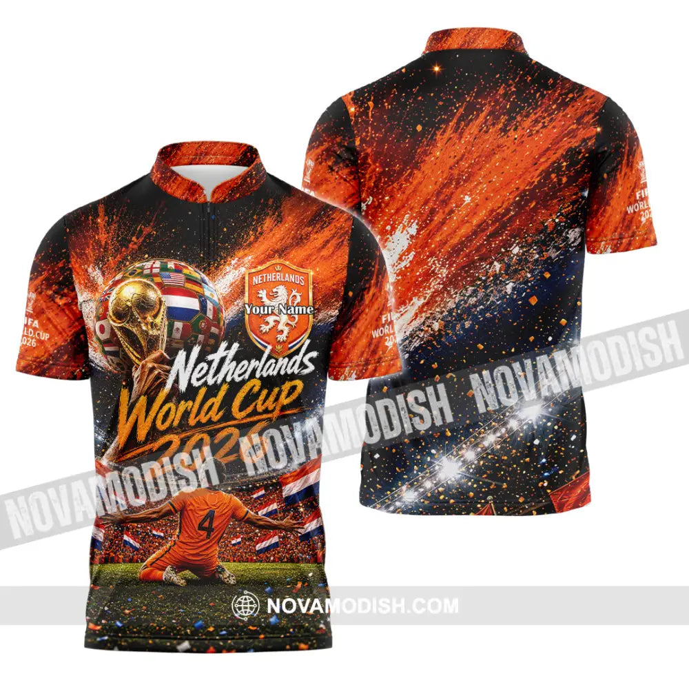 Unisex Shirt - Custom Netherlands World Cup 2026 Shirt - Zipper Polo Shirt / S - T-shirt