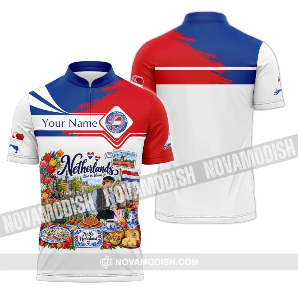 Unisex Shirt - Custom Netherlands Shirt - Zipper Polo Shirt / S - T-shirt