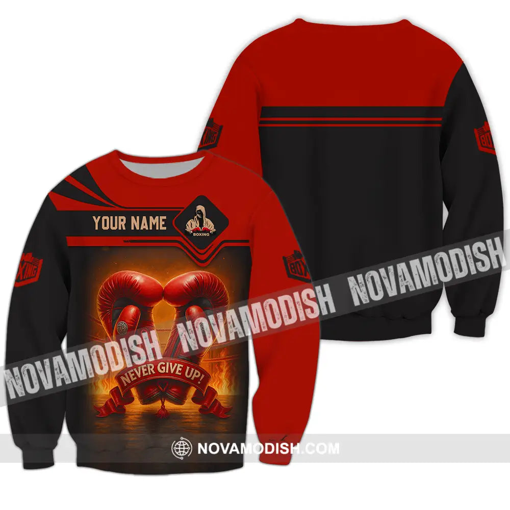 Unisex Shirt - Custom Never Give Up Boxing Shirt Long Sleeve / S T-shirt