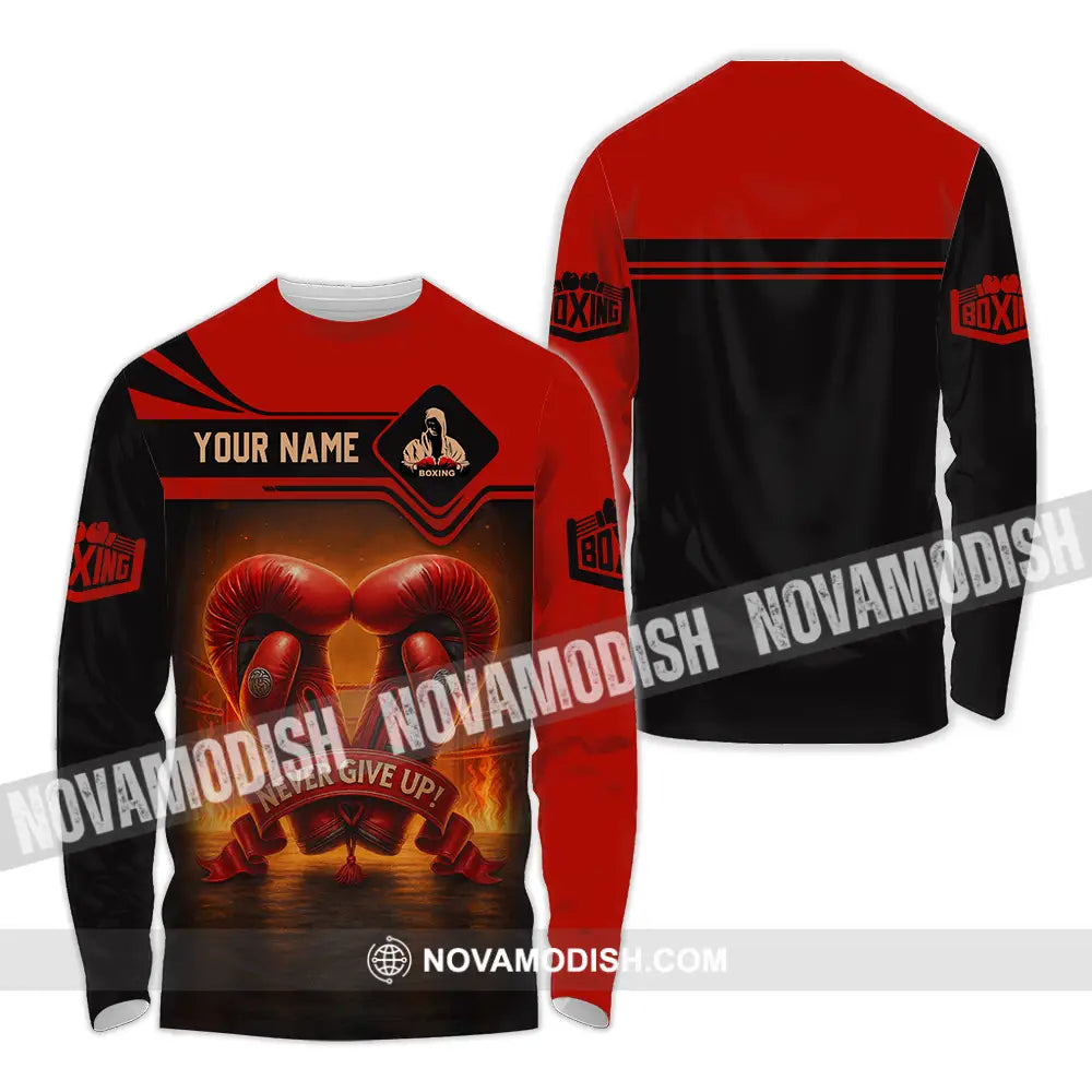 Unisex Shirt - Custom Never Give Up Boxing Shirt Long Sleeve Shirt / S T-shirt
