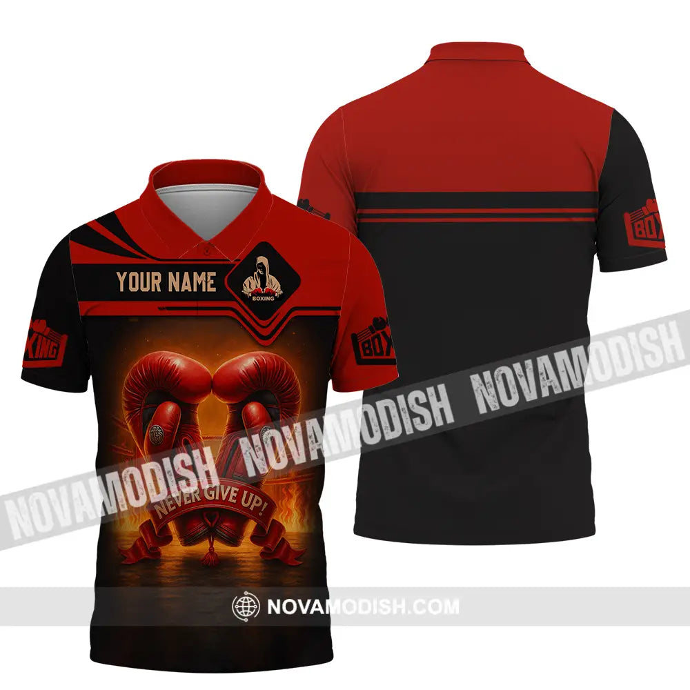 Unisex Shirt - Custom Never Give Up Boxing Shirt Polo Shirt / S T-shirt
