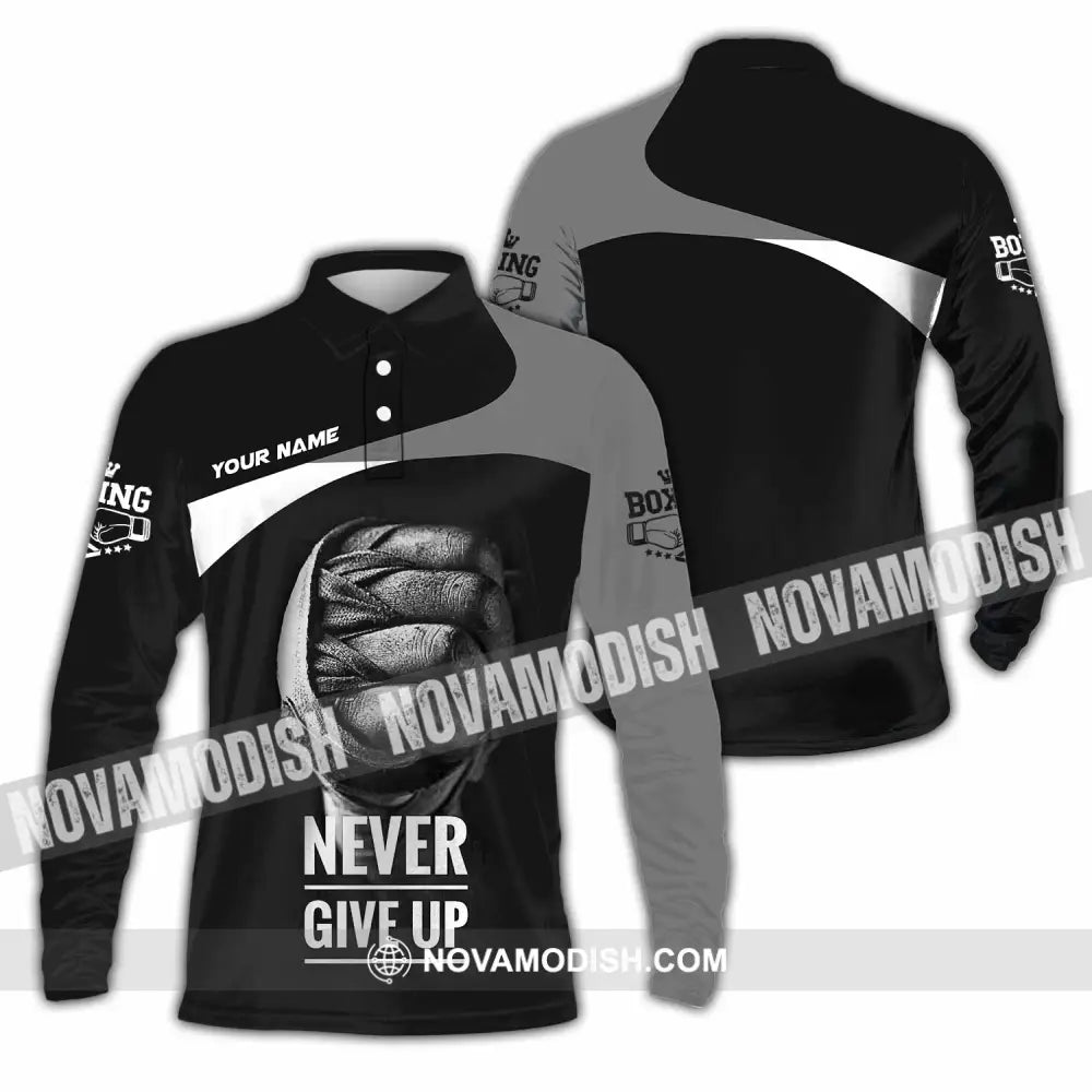 Unisex Shirt - Custom Never Give Up Shirt Long Sleeve Polo / S T-shirt
