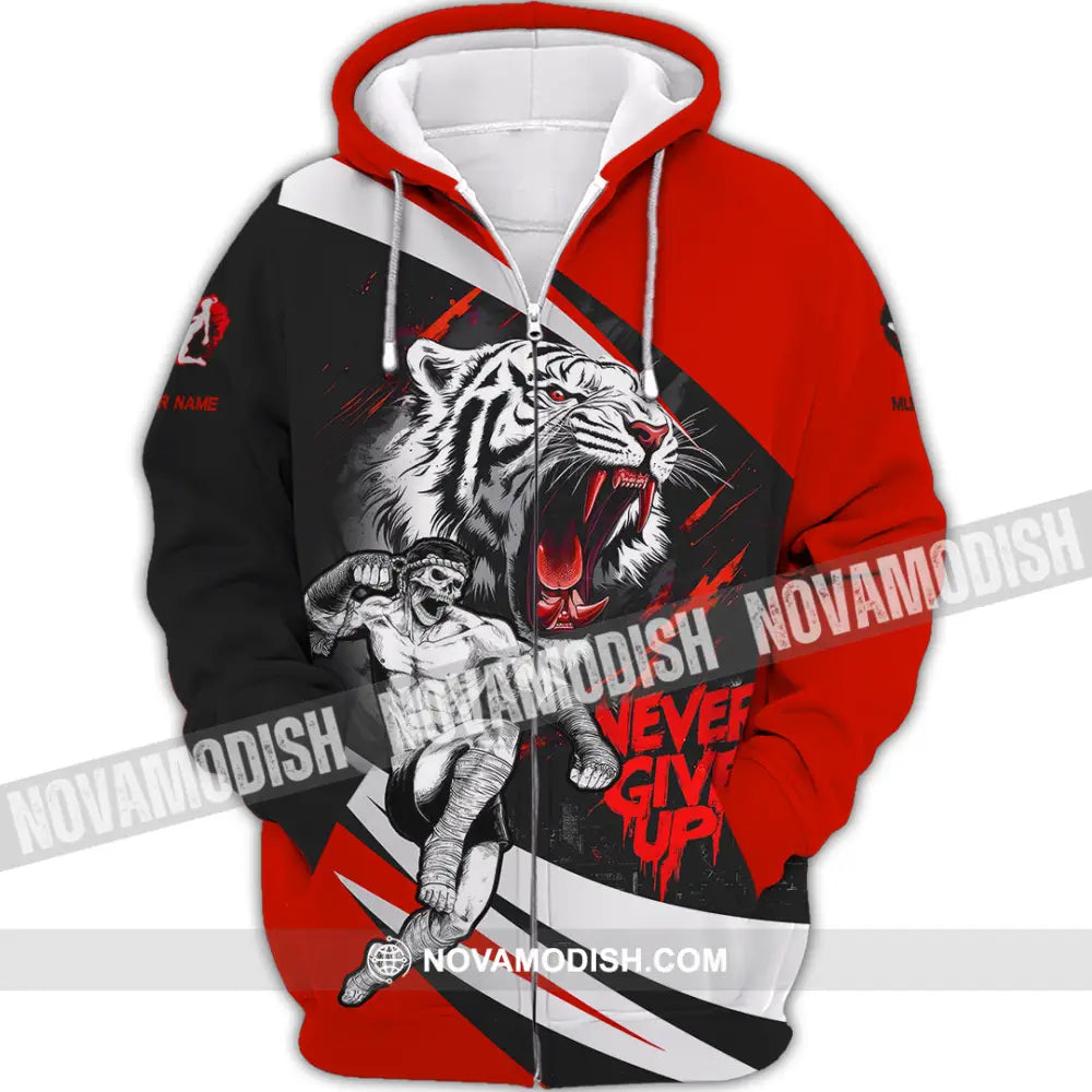 Unisex Shirt - Custom Never Give Up Muay Thai Shirt Zipper Hoodie / S T-shirt