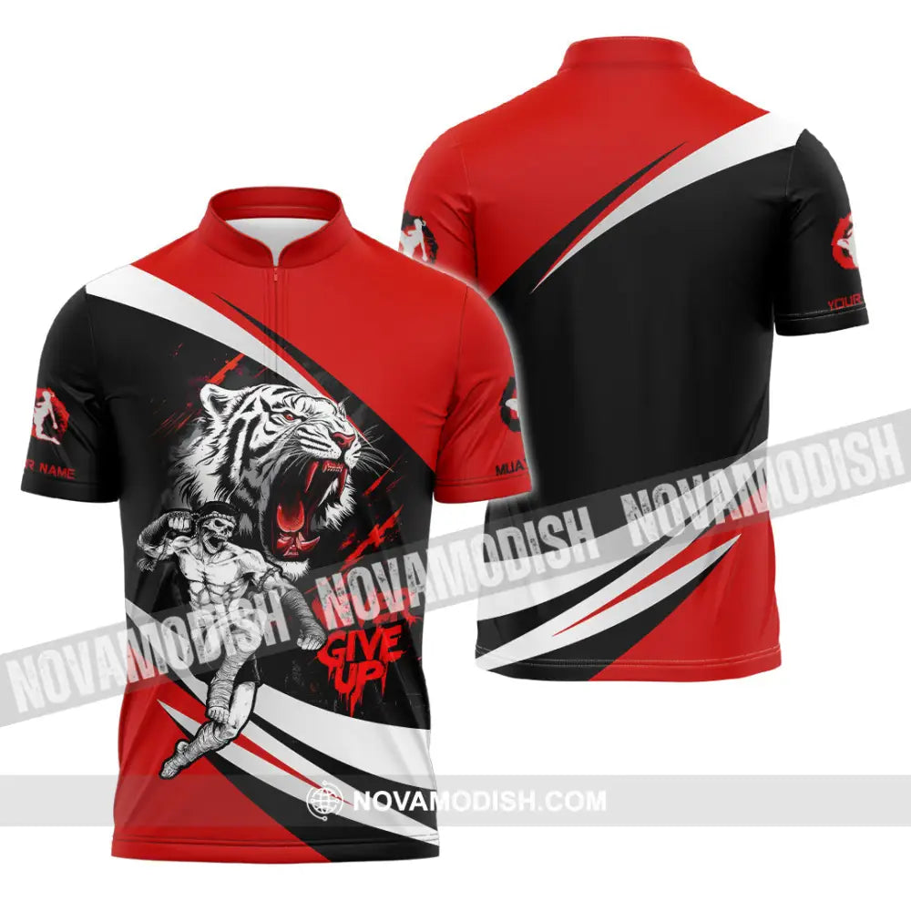 Unisex Shirt - Custom Never Give Up Muay Thai Shirt Zipper Polo Shirt / S T-shirt