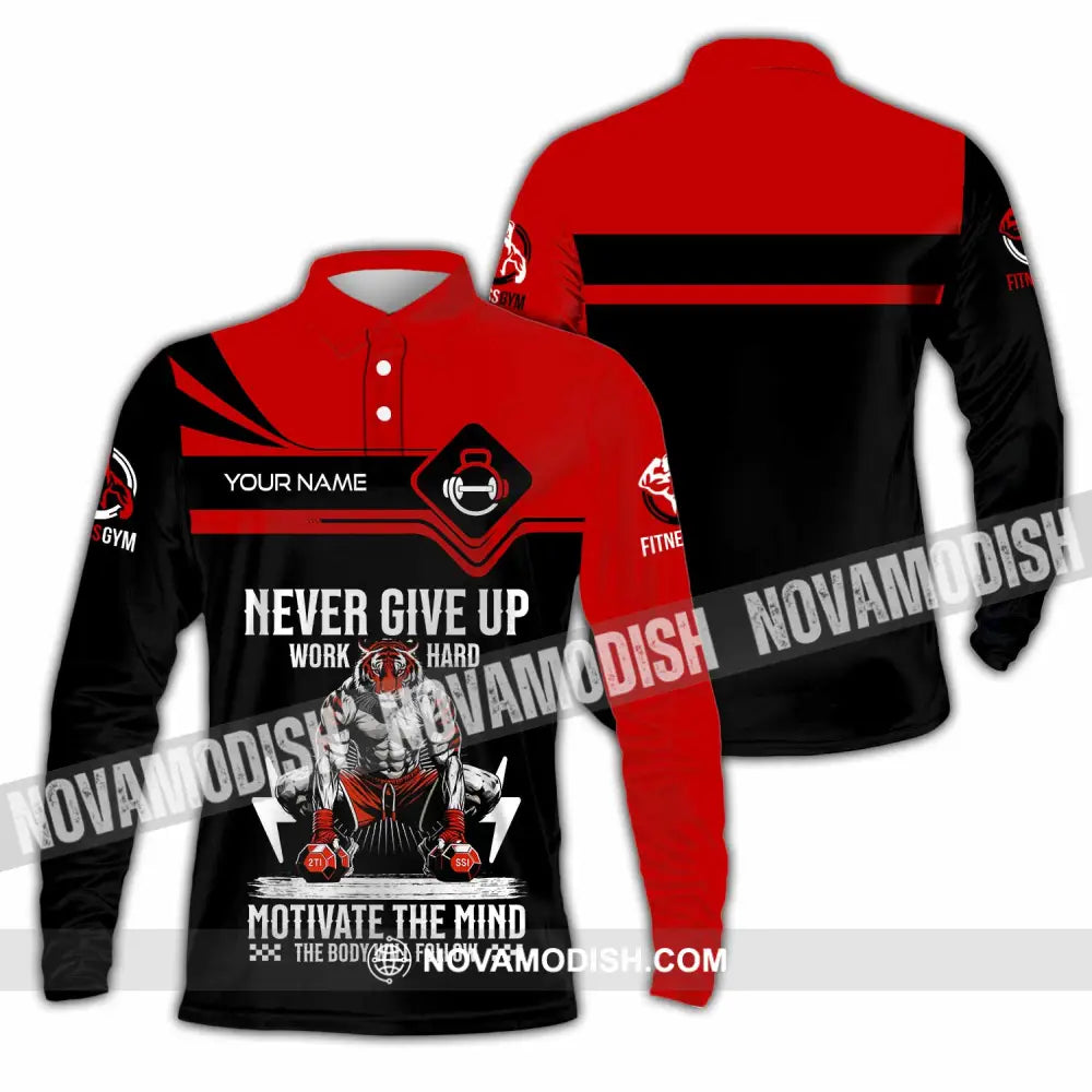 Unisex Shirt - Custom Never Give Up Work Hard Shirt Long Sleeve Polo / S T-shirt
