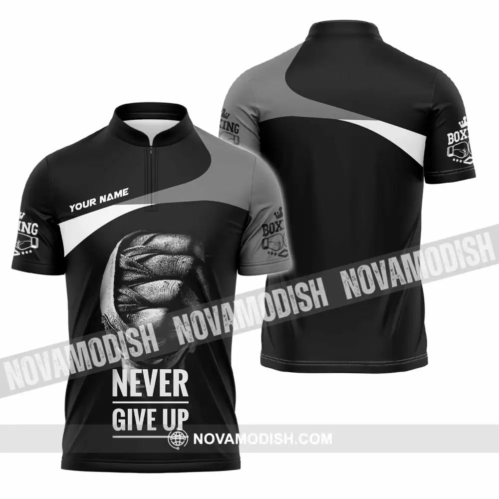 Unisex Shirt - Custom Never Give Up Shirt Zipper Polo Shirt / S T-shirt